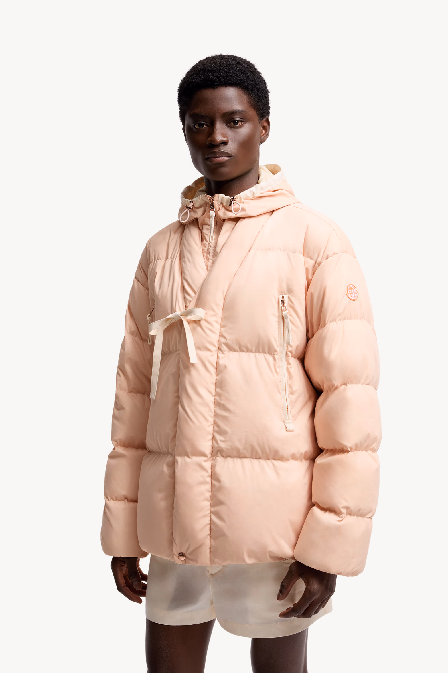 Moncler x Gilga Farm Designed by Donald Glover Tangelo Short Down Jacket Men Peach Pink Moncler 3